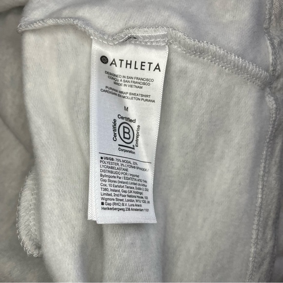 NWT Athleta Purana Wrap Sweatshirt Light Grey Heather - Picture 8 of 17